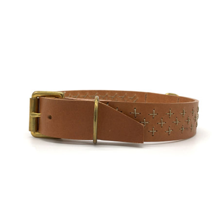 Hundhalsband - SF+ Sashiko Leather Biscuit