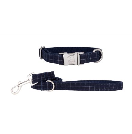 CORNISH NAVY CHECK koppel &amp; halsband, Krom