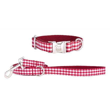 RED CHECK koppel &amp; halsband, Krom