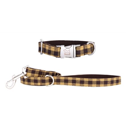 YELLOW CHECK koppel &amp; halsband, Krom